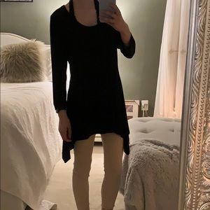 Black Tunic with Asymmetrical Hem